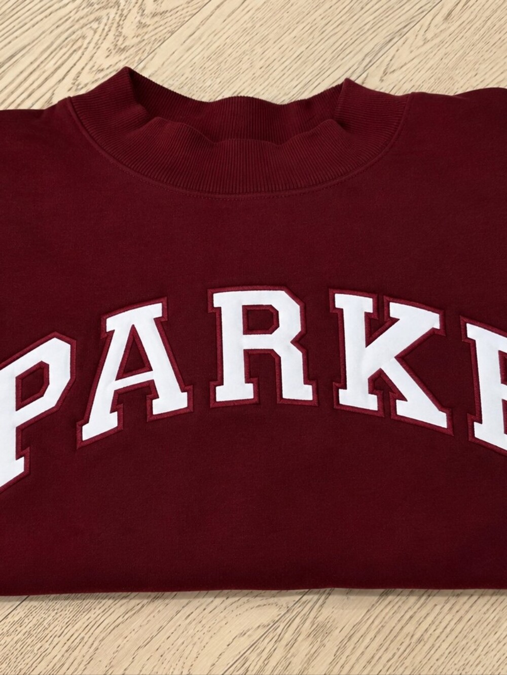 Parke Maroon+ White Letters Fleece Varsity Mockneck L/XL  Nwt